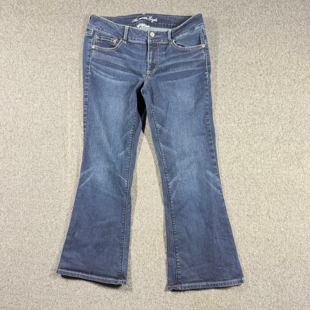 American Eagle Super Stretch Bootcut Artist Jeans Blue Womens 14‎ Regular